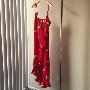 H&M red floral print dress